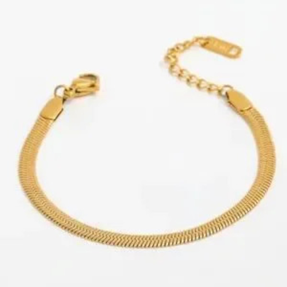 Trendy Gold Stainless Steel Snake Chain Anklet Bracelet C Minimalist Chic